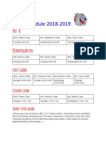 Class Schedule 2018-2019