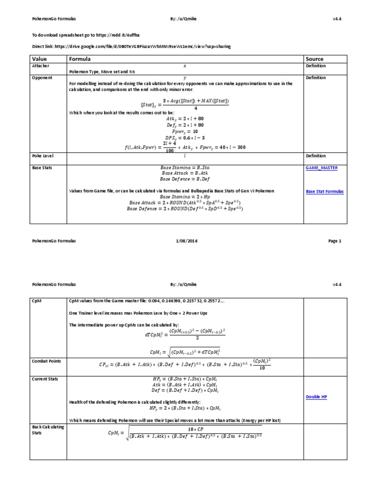 Pokemon Formulas | PDF | Applied Mathematics | Teaching Mathematics