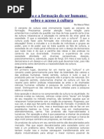 A Cultura e a Formacao Do Ser Humano