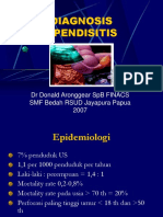 Diagnosis Apendisitis: DR Donald Aronggear SPB Finacs SMF Bedah Rsud Jayapura Papua 2007