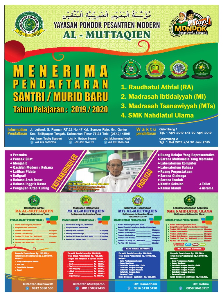 Brosur Pendaftaran Santri Baru Pondok Pesantren Modern Al