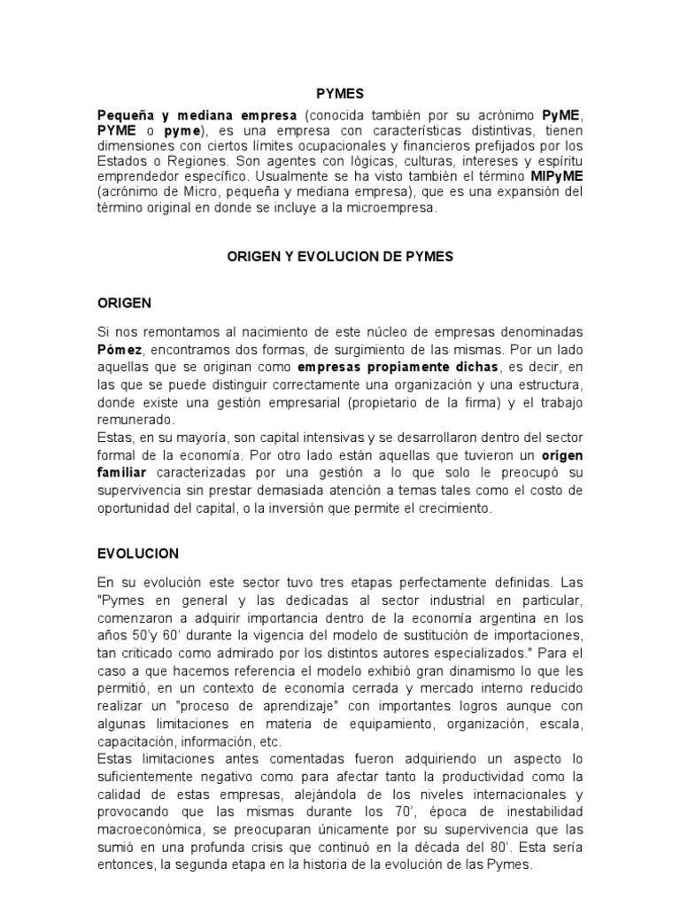 PYMES | PDF | Pequeñas y medianas empresas | Economias
