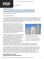 ConJur - TJ-SP Reconhece Adimplemento Substancial e Impede Penhora