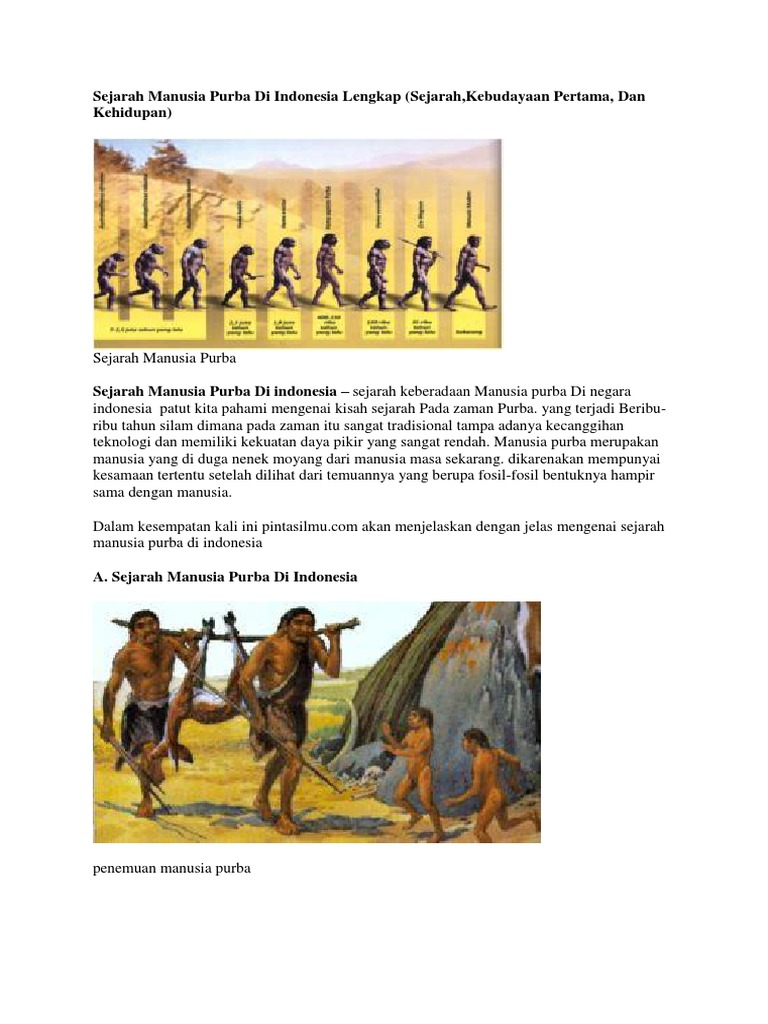 Sejarah Manusia Purba Di Indonesia Lengkap | PDF