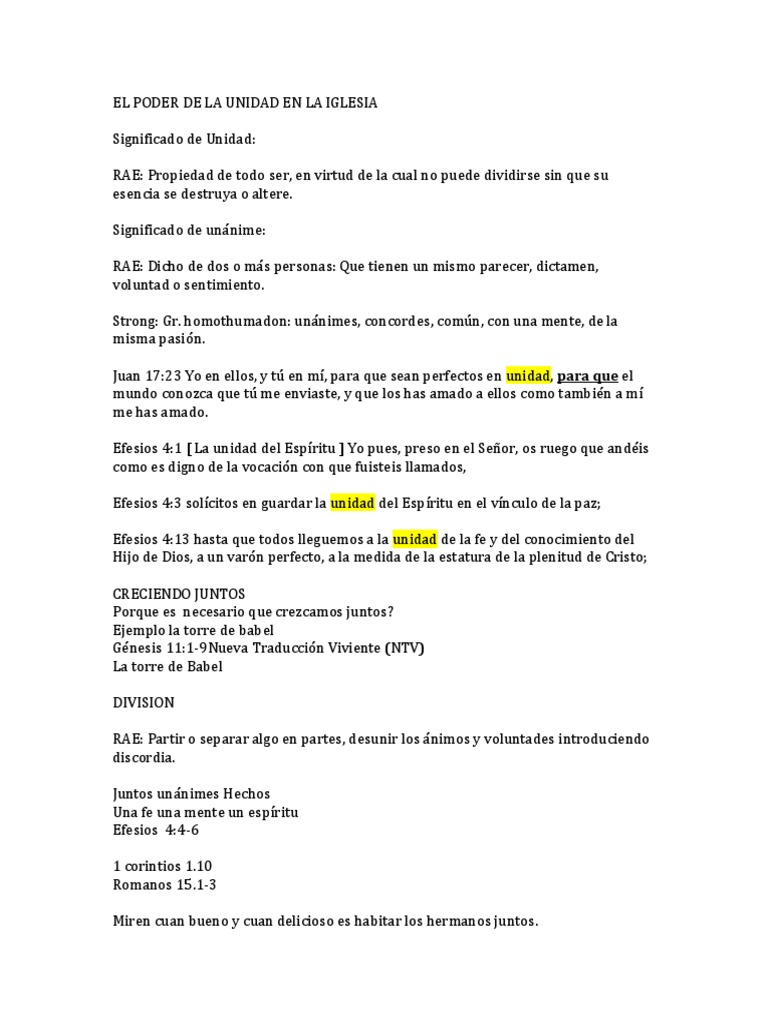 El Poder de La Unidad en La Iglesia | PDF