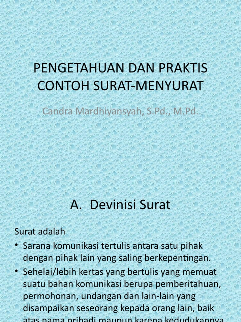 Pertemuan 6 Pengetahuan Dan Praktis Contoh Surat Menyurat