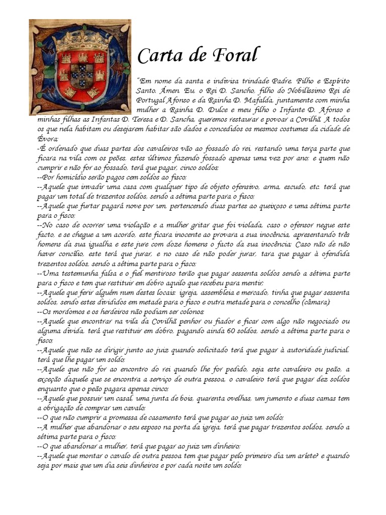 Carta de Foral | Cidade