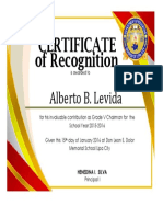 Certificate of Recognition: Alberto B. Levida