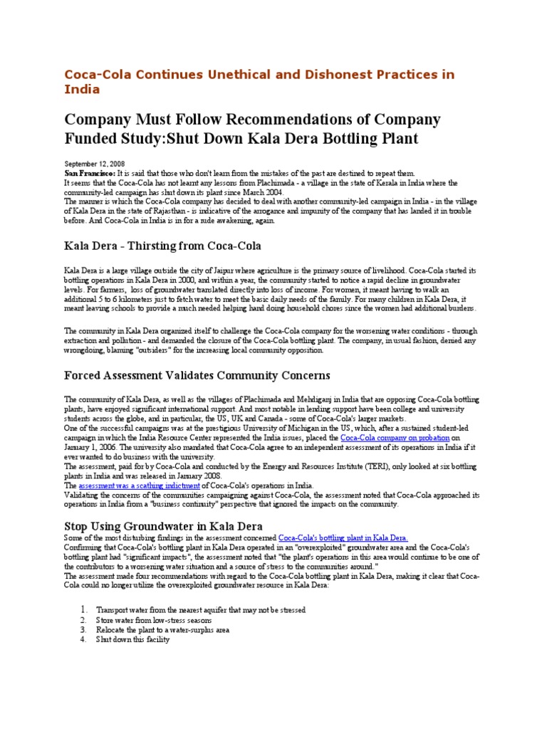 Coca Cola Business PDF Coca Cola Rain