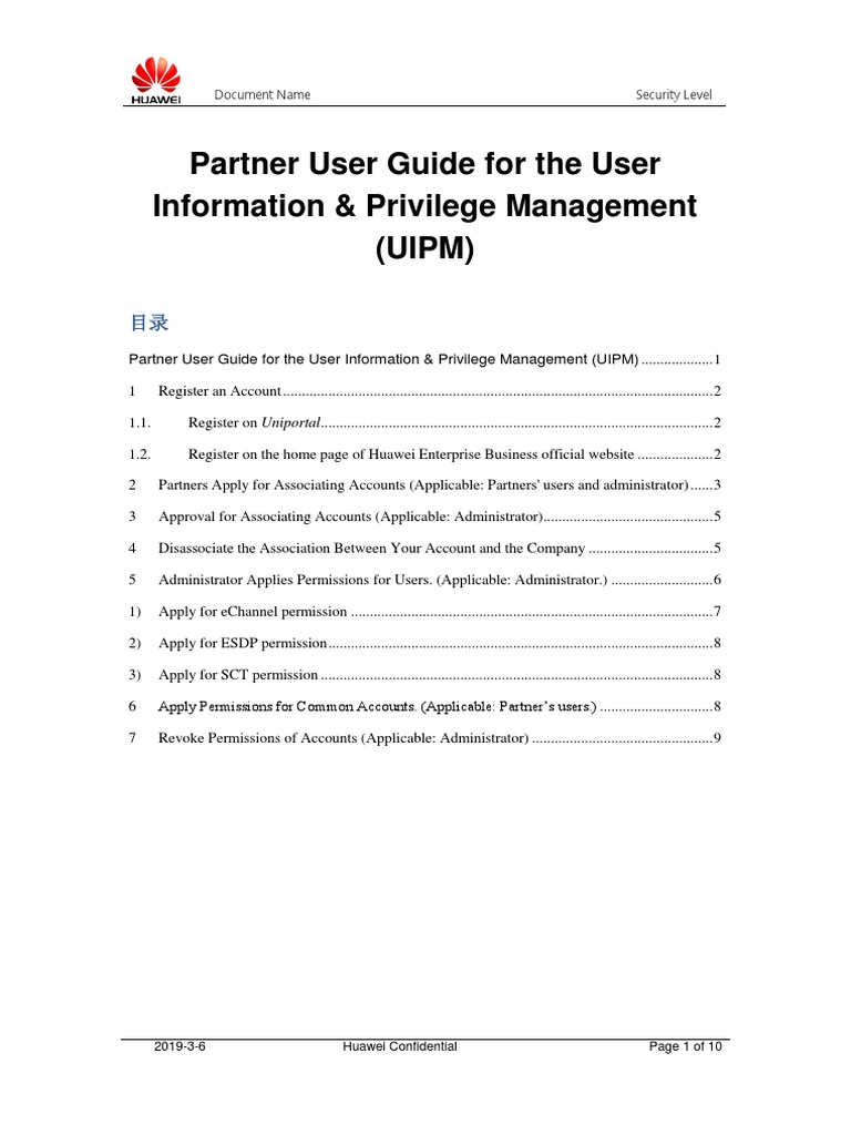 Huawei UIPM Partner User Guide | PDF | Software | Cyberspace