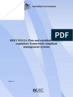 DEFCM312A Plan and Establish Technical Regulatory Framework Compliant Management Systems