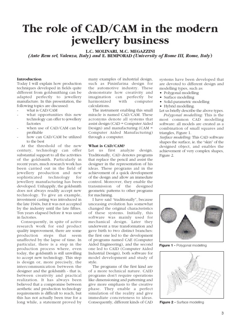 The Role of CAD/CAM in Modern Jewelry Manufacturing: Opportunities and ...