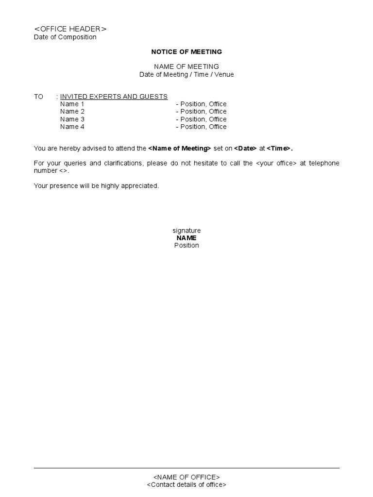 Meeting Notice Template | PDF