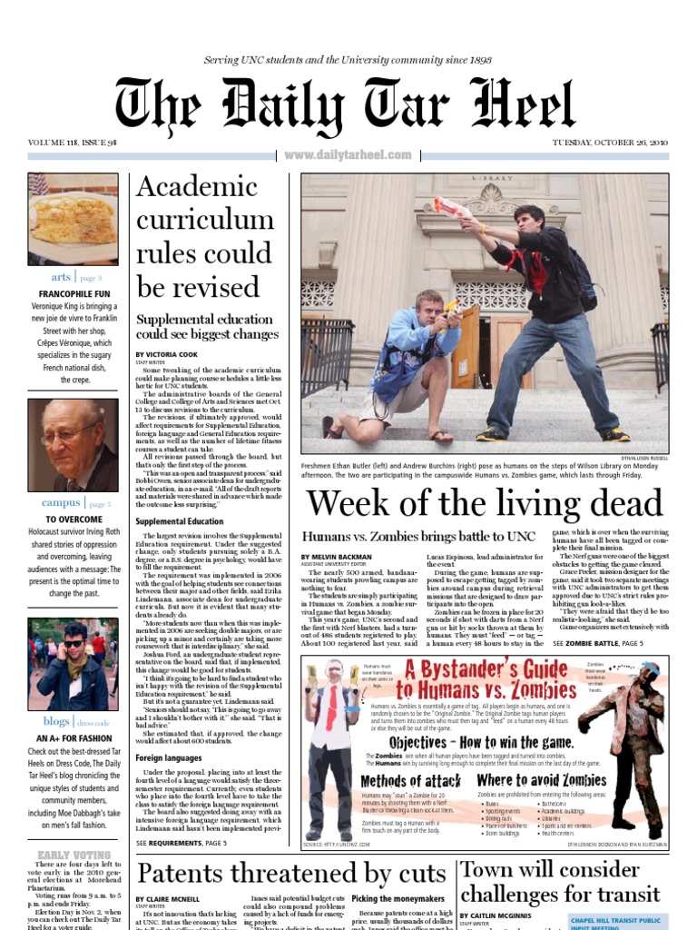 The Daily Tar Heel For October 26 2010 Pdf University Of North