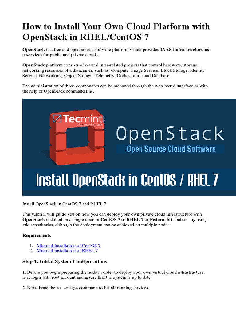 OpenStack Intalling and Configuring On CentOS 7 | PDF | Open Stack |  Superuser