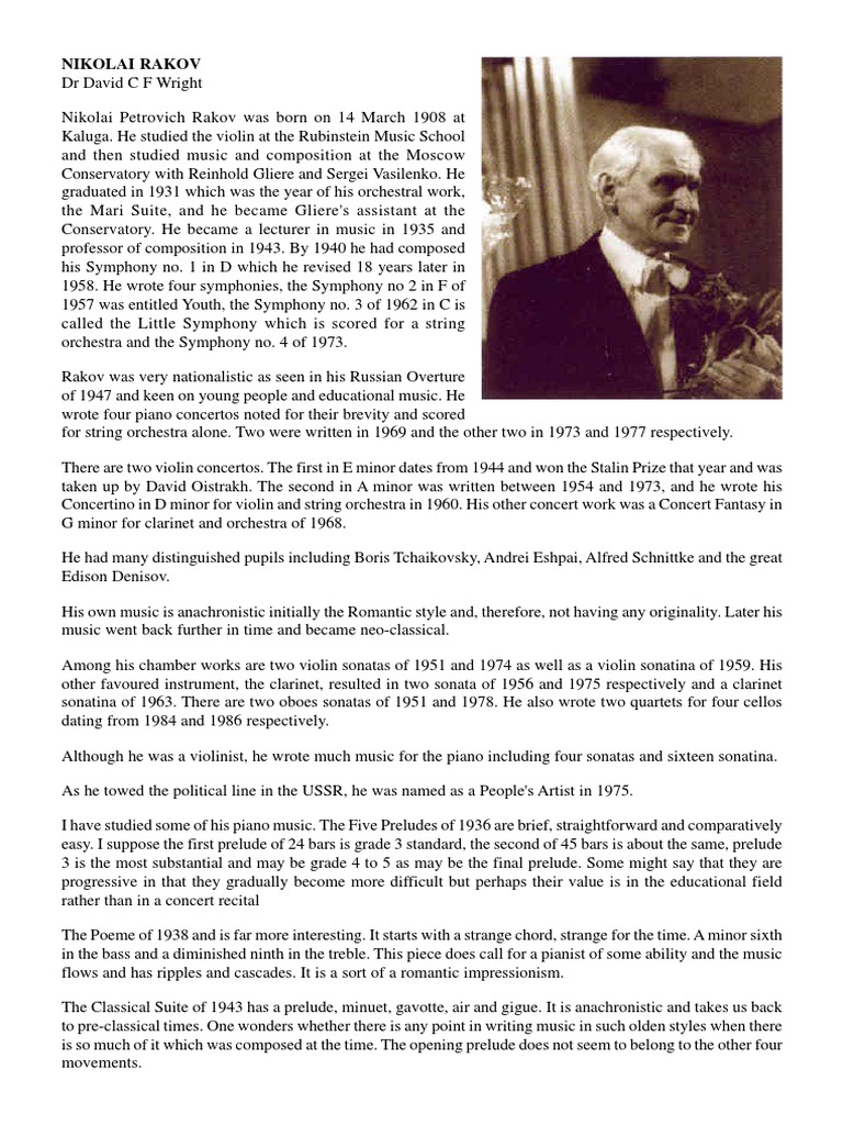 Nikolai Rakov PDF | PDF | Compositions For Orchestra | Elements Of Music