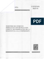 Norma COVENIN 2825-91 Mortero de Cemento Hidráulico Sin Retracción (Grout) - Determinación de La Resistencia A La Compresión PDF