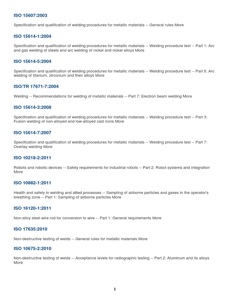 ISO Index Welding Standards - 1 | PDF