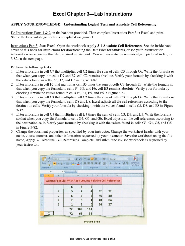 Excel Chapter 3 Textbook Lab Instructions | PDF | Microsoft Excel ...