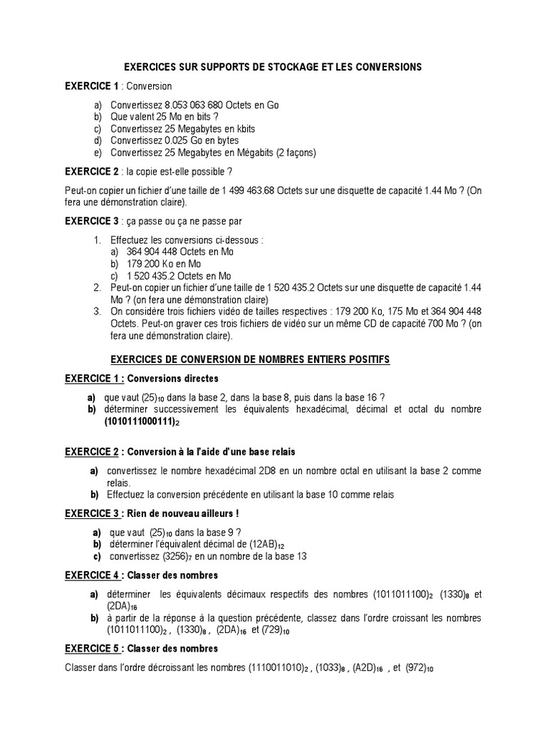 Exercice De Conversion Et Corrigé Pdf Cm2 Exercices | PDF