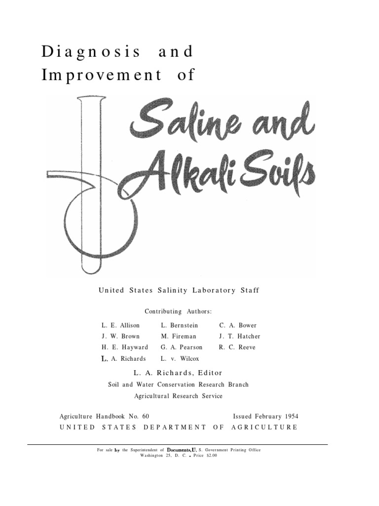 USDA Handbook 60: Soil Salinity Guide | PDF | Salt (Chemistry) | Salinity