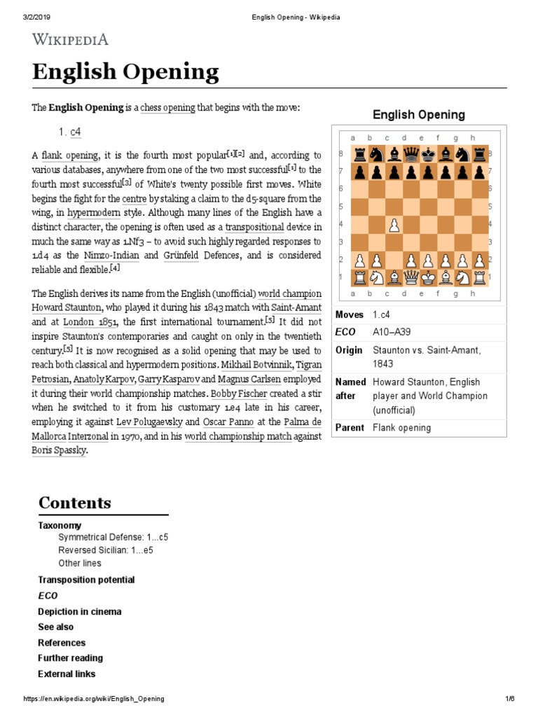 English Opening in Chess Explained | PDF | Chess Openings | Chess Theory