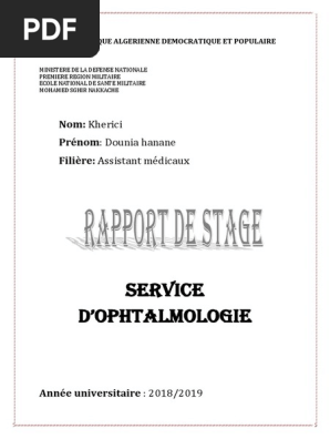 Rapport De Stage Assistant Midecal Docx Ophtalmologie Medecine