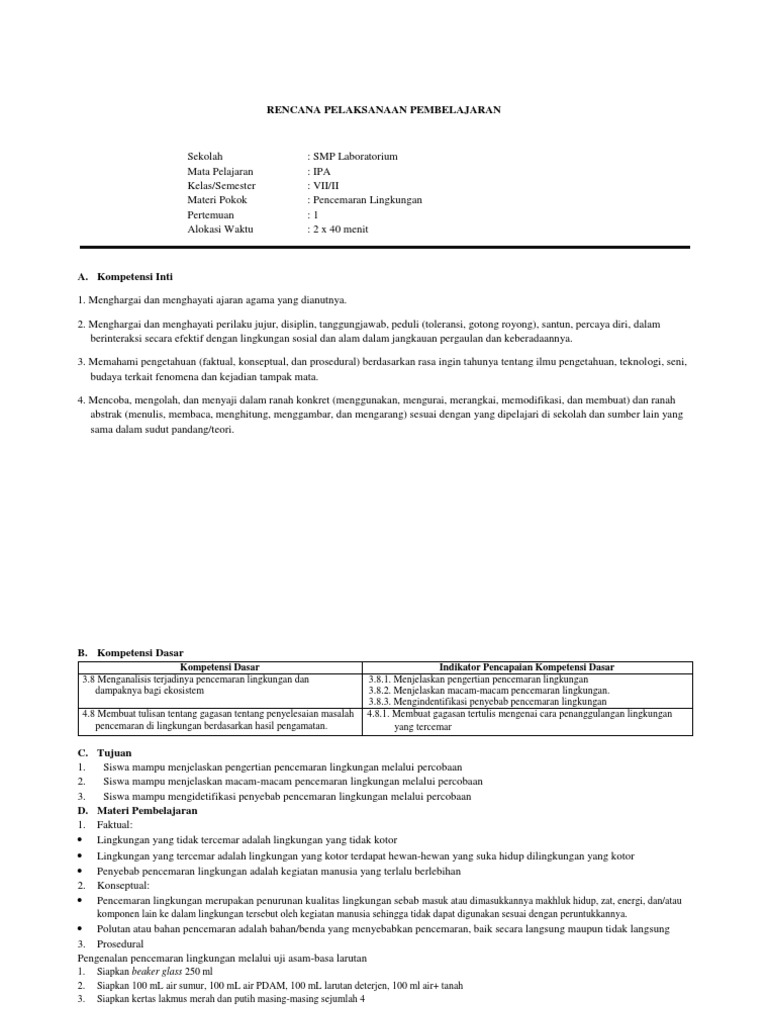 Rpp Pencemaran Lingkungan Docx