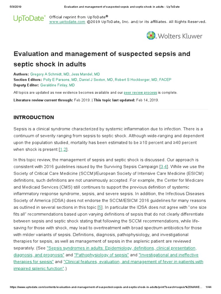 Manejo de Sepsis y Shock Septico PDF | PDF | Sepsis | Methicillin ...