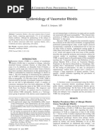 Epidemiology of Vasomotor Rhinitis: Nar C P P, P 1