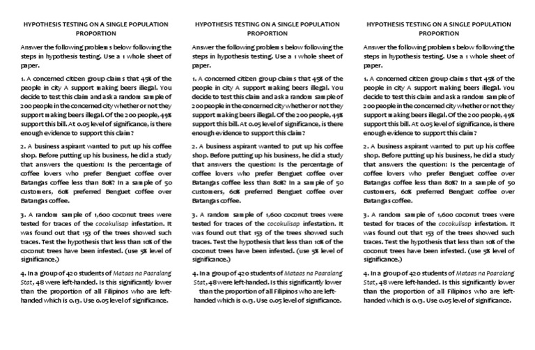 Hypothesis Testing for Population Proportions | PDF | Statistical ...