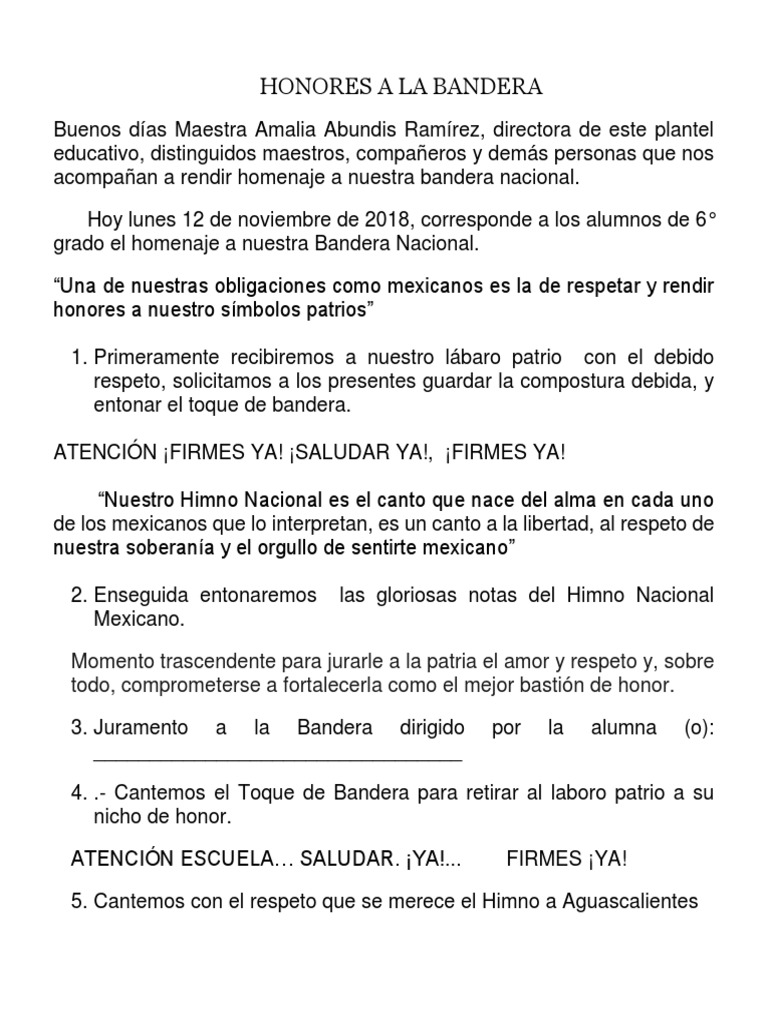Honores a La Bandera 12 de Noviembre 2018 Ciudad de México México