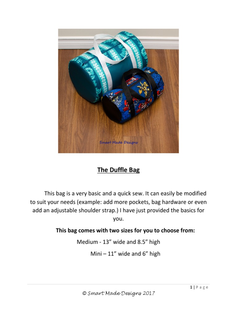 Duffle Bag Sewing Pattern | PDF