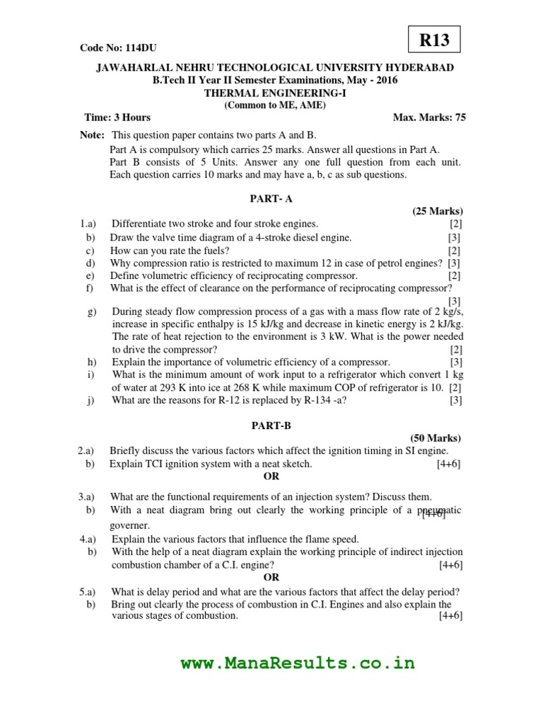 ICG Thermal Engineering Exam Paper 2016 | PDF | Engines | Refrigeration