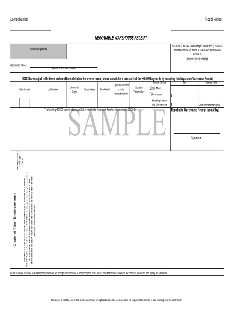 Warehouse Document Receipt | PDF | Damages | Security Interest