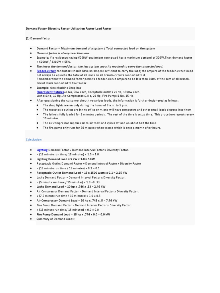 Demand Factor Electrical Substation Electric Power Distribution