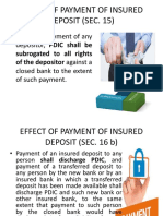 Effect of Payment of Insured Deposit (Sec. 15) : - Upon The Payment of Any Depositor, PDIC Shall Be