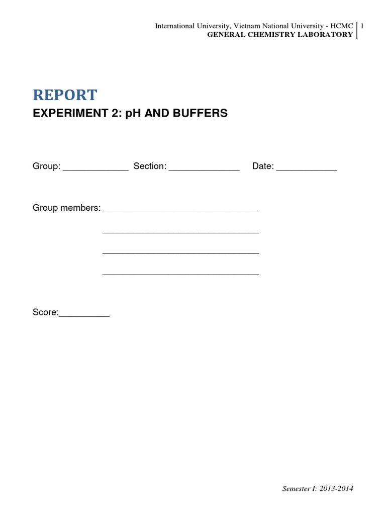 Experiment 2 PH and Buffers Group Section Date PDF Ph