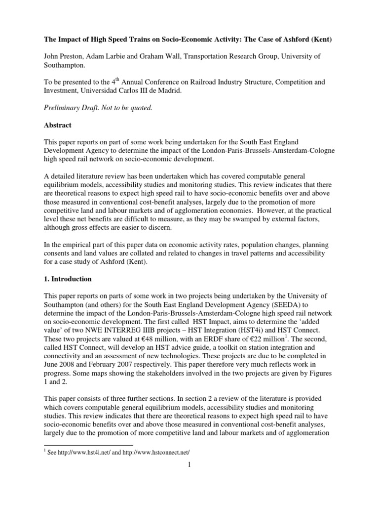 High-Speed Rail's Impact on Ashford | PDF | High Speed Rail | Economics