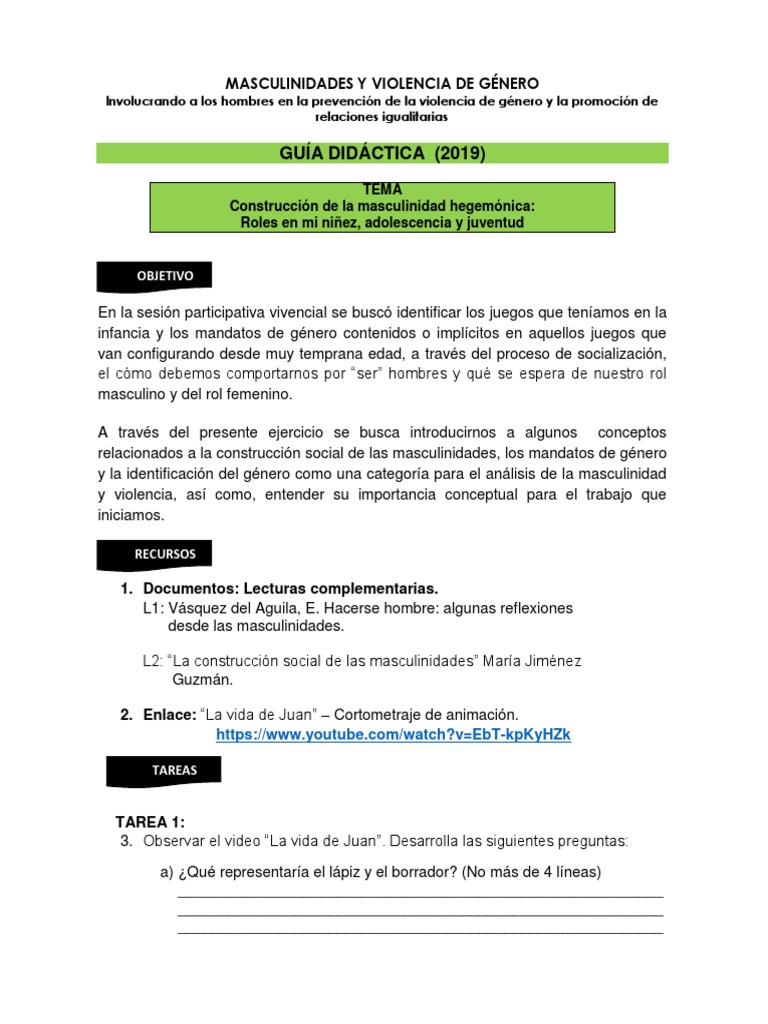 Masculinidades y Prevención de Violencia de Género | PDF | Masculinidad ...