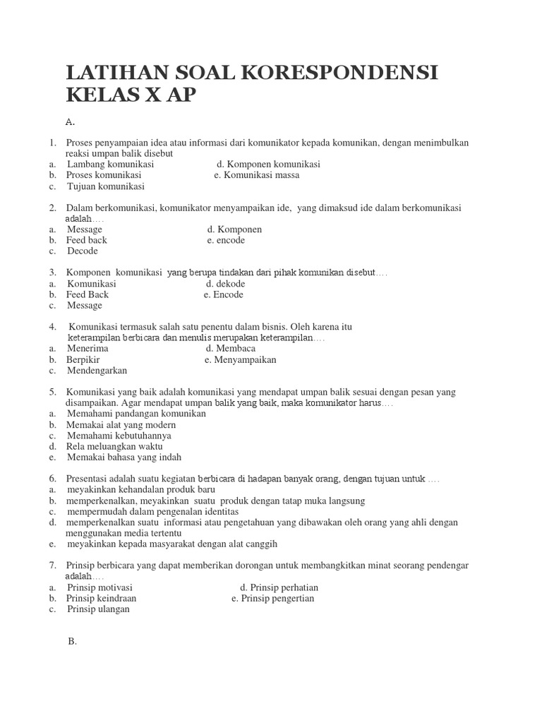 Contoh Soal Dasar Dasar Korespondensi Bisnis Jejak Pelajar
