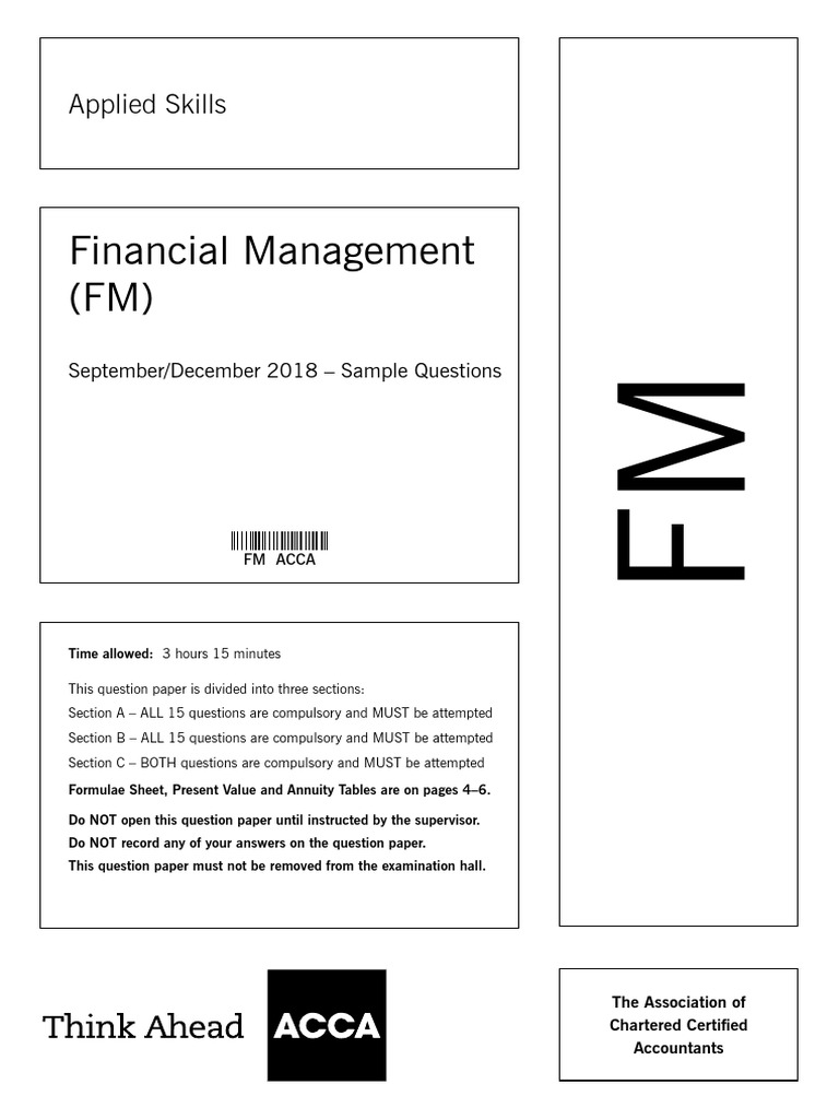 FM Sample Questions September 2018 | PDF | Factoring (Finance) | Credit