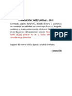 Comunicado Institucional 2019