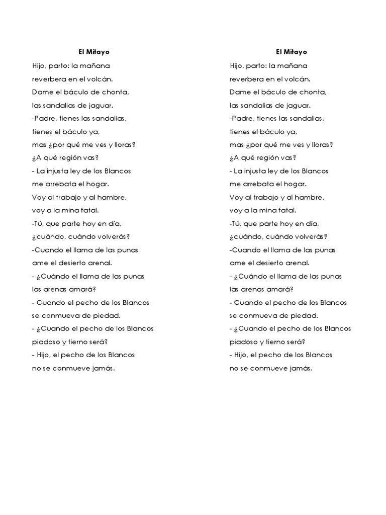 El Mitayo: Poema de desarraigo | PDF | Estudios de idiomas extranjeros