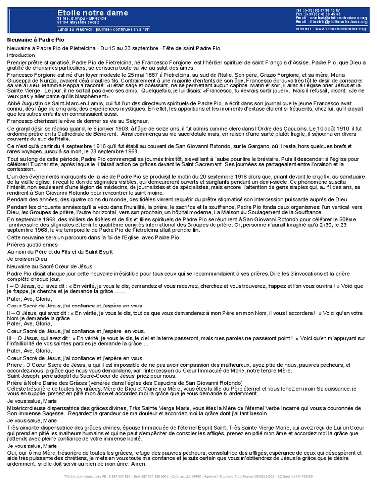 Neuvaine Au Sacré Cœur De Jésus Padre Pio Pdf Neuvaine Ã Padre Pio | PDF | Marie, mère de Jésus | Jésus