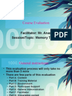 Memory Training Course Evaluation