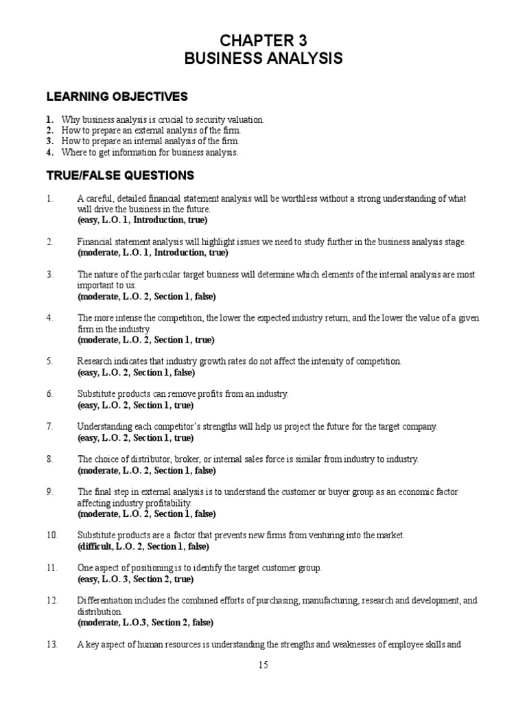 Business Analysis for Security Valuation | PDF | Business Analysis ...
