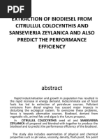 Extraction of Biodiesel From Citrullul Colocynthis and Sansevieria Zeylanica and Also Predict The Performance Efficiency