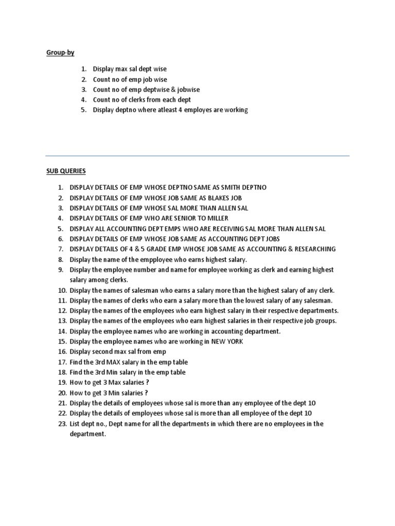 SQL Queries for Employee Data Analysis | PDF