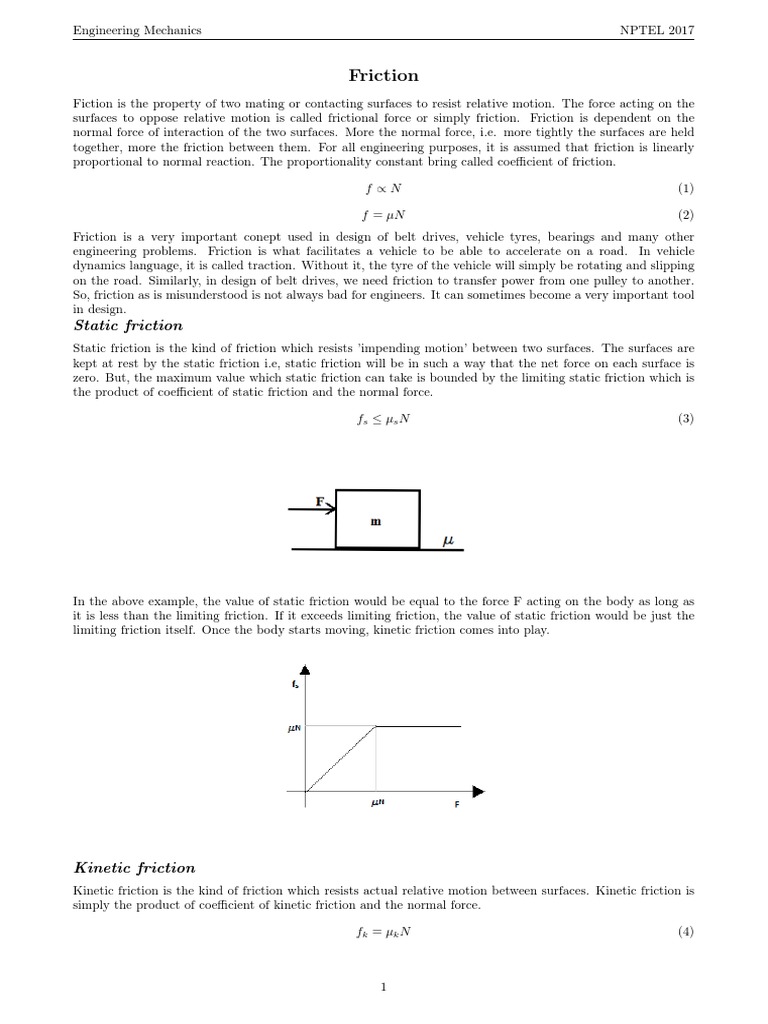 Friction PDF | PDF | Tension (Physics) | Friction